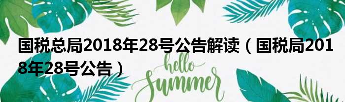 国家税务总局公告2018年第28号，深度解读与影响探讨