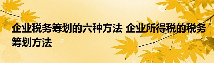 企业税务筹划技巧，优化税务管理，增强经济效益策略