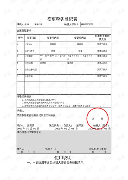 税务登记表模板及其实际应用指南